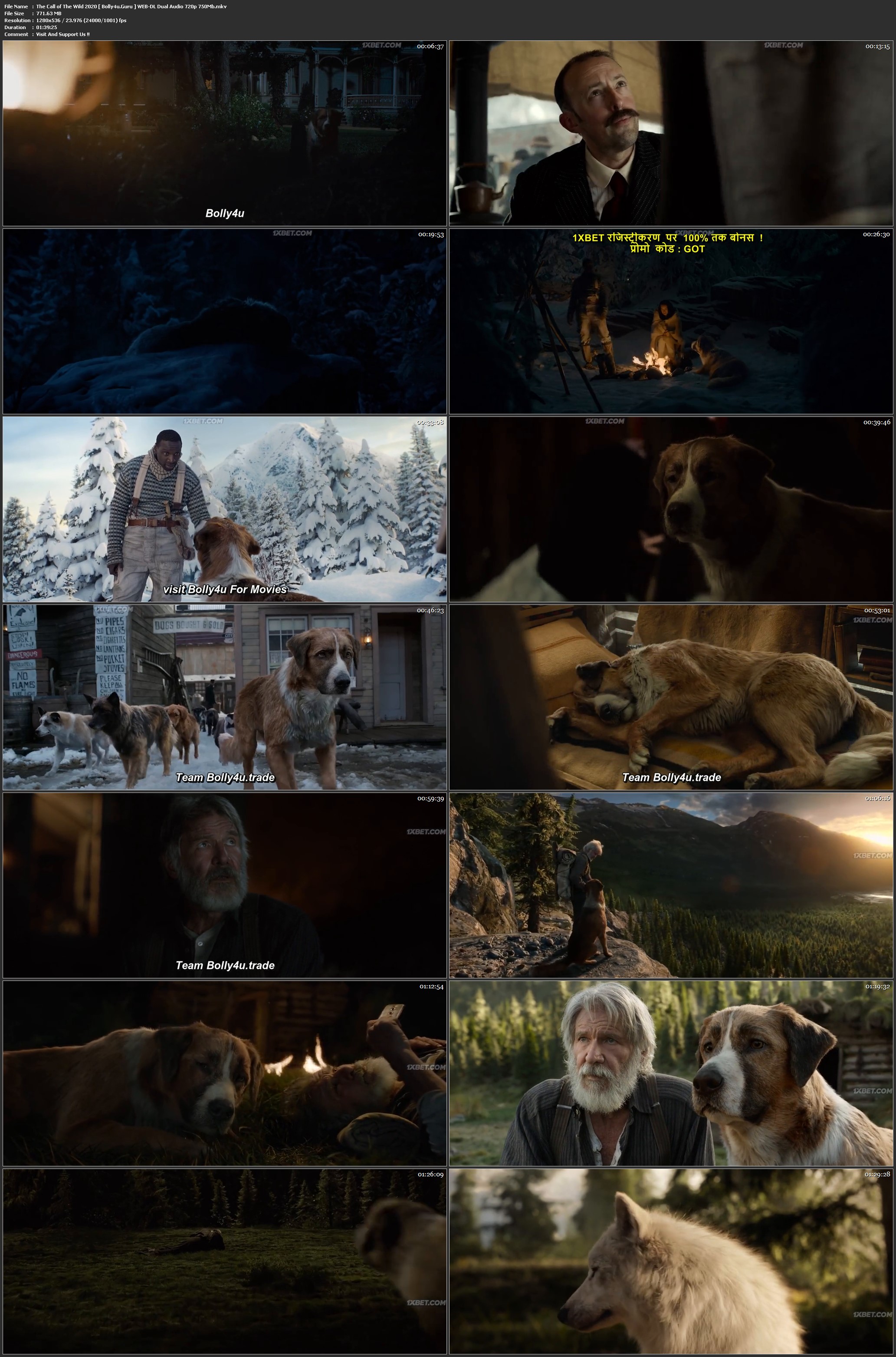 The Call of The Wild 2020 WEB-DL 300Mb Hindi Dual Audio 480p Download