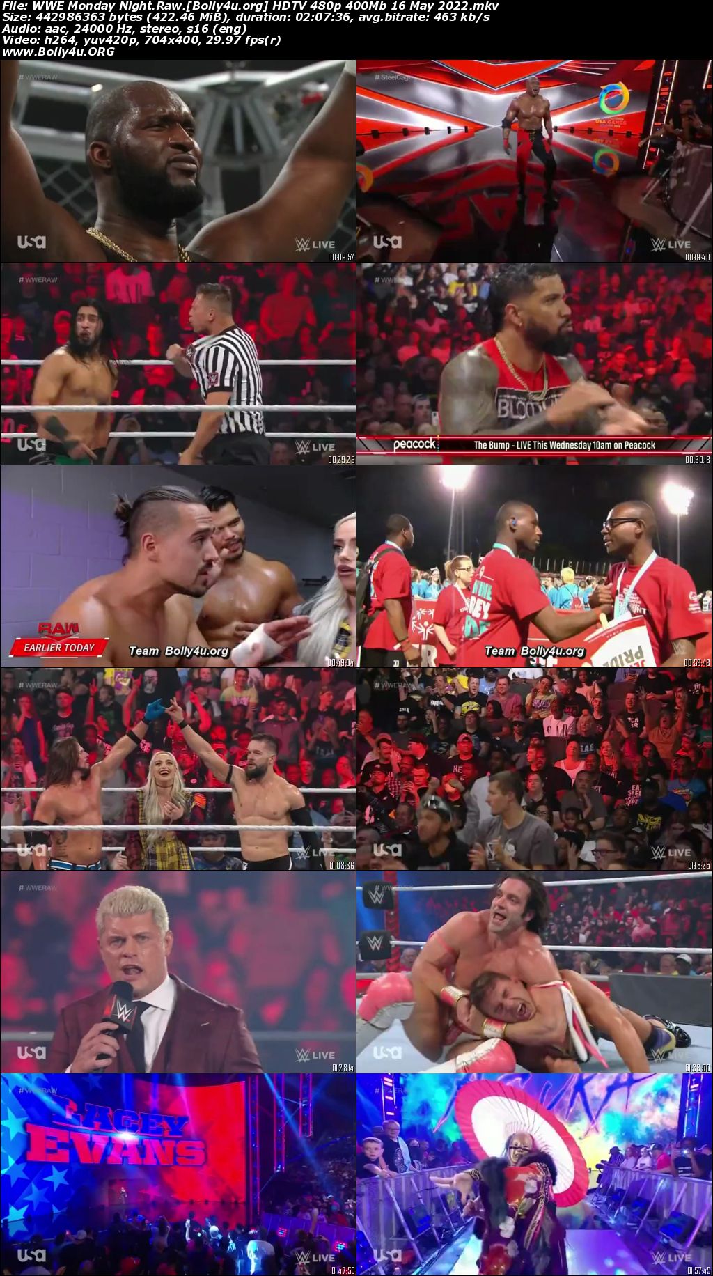 WWE Monday Night Raw HDTV 480p 400Mb 16 May 2022 Download