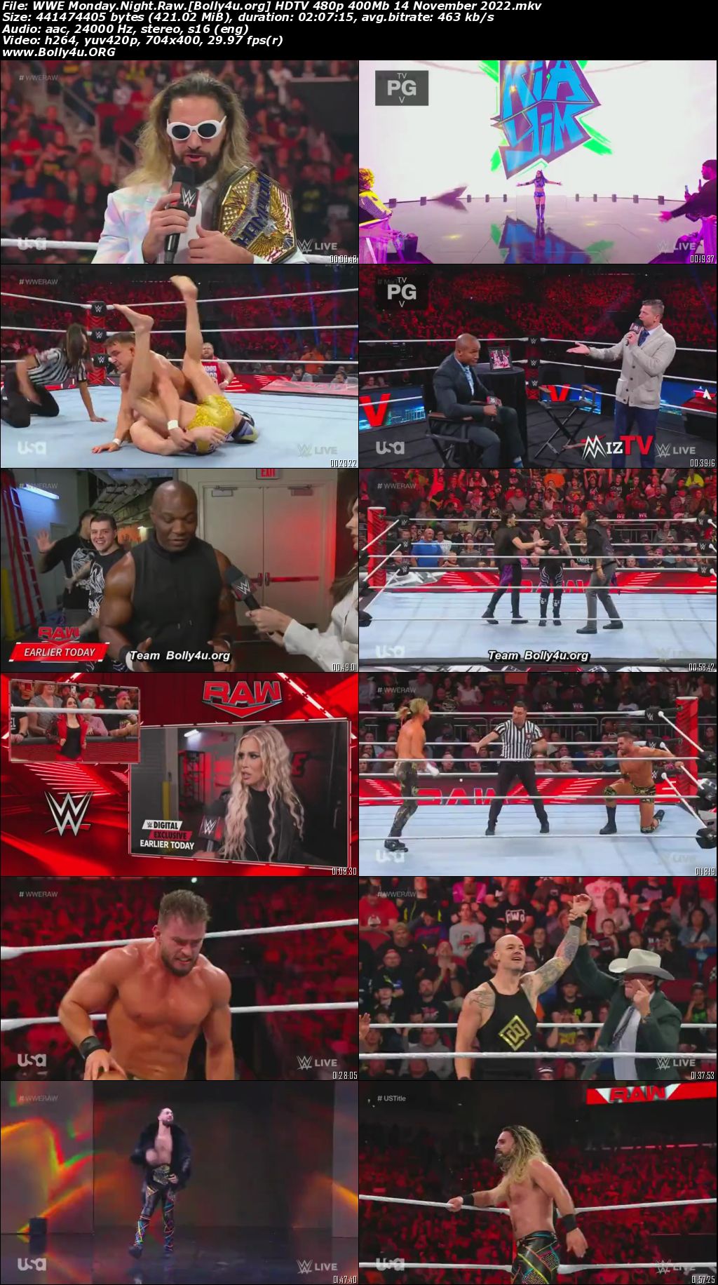 WWE Monday Night Raw HDTV 480p 400Mb 14 November 2022 Download